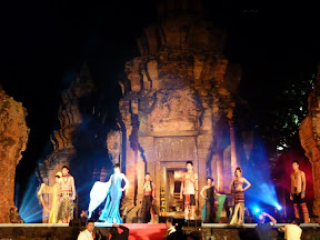 The models moodily standing in front of the five 3,500 year old prangs.