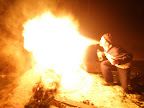 Peter showing off his fire breathing skills