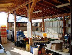 The harvest processing area. We spend a lot of time in this are in the summer washing produce.