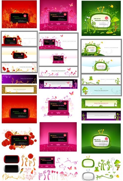 Vector - Lemon Tree Background - Red Pink Green nicegfx.com