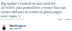 Twitpic 1 New: features events in TwitPic