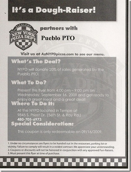NYPD Pizza Flier