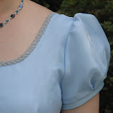 Shannon's Regency dress, sleeve and neck detail