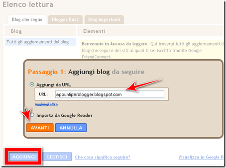 come aggiungere blog che seguo