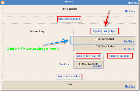 come mettere un gadget html Javascript blog blogger