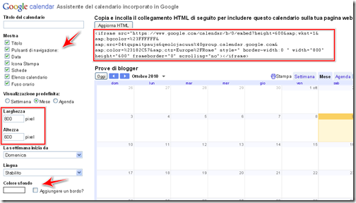 come incorporare widget calendario personale blogger wordpress