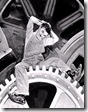 Conocida escena de la película «Tiempos modernos» (1936), de Charles Chaplin Conocida escena de la película «Tiempos modernos» (1936), de Charles Chaplin