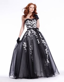 Black-and-white prom dress Long prom dress, black
