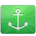 Logo for Docky, an anchor on ligth star blue background.