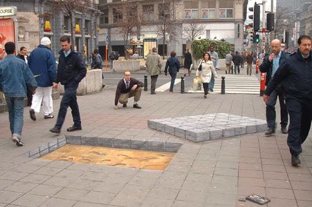 sidewalk optical illusions. bump: optical illusion of