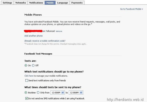 Setting Facebook Mobile