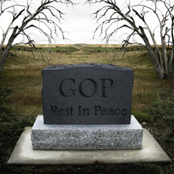 Headstone reads 'GOP'