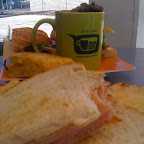 Ham & Gruyere on Sourdough and Roast Beef on Black Pepper Baguette wiht Chili