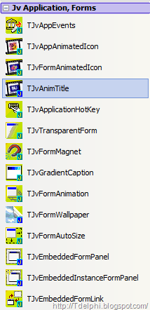 Закладка компонентов Jv Application, Forms