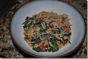  Whole Wheat Orzo with Spinach, Sundried Tomatoes and Garlic