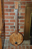 "My Demons" Walnut Bowl and Fret Board, Cherry neck, Spalted Sycamore top. Four String Electric (Piezo Pickup)