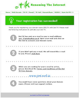 domain gratis .tk sukses Menunggu Konfirmasi dari dot Tk