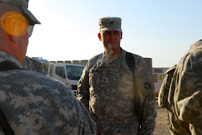 Brig. Gen. David Elicerio, of Ham Lake, Minn., 34th Infantry Division deputy commanding general of operations, talks with fellow former-Air Defense Artillery members. Leaders from multiple sections of the 34th Inf. Div., including the military police and chaplaincy, worked together from 1996 to 1998 to start up the 1st Battalion, 216th Air Defense Artillery Regiment.