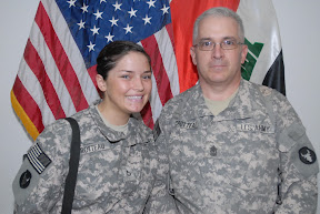 Sgt. Maj. David Crotteau, currently serving in support of Operation Iraqi Freedom as the senior enlisted leader of supply and services for Multi-National Division-South and 34th Red Bull Infantry Division, has what he calls “a little piece of home” in Iraq. His daughter, Pfc. Jacki Crotteau, an intelligence specialist, is also serving in support of Operation Iraqi Freedom with the 34th Inf. Div. at Contingency Operating Base.