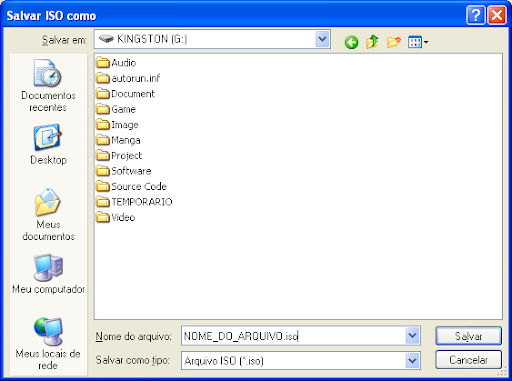 criar imagem iso programa cdburnerxp