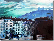Fourvi&egrave;re vue du jardin des plantes 60x40 acrylique et huile sur toile