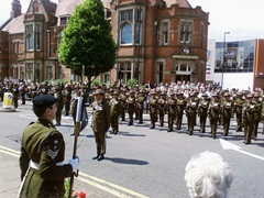 Gurkha soldiers outside council house