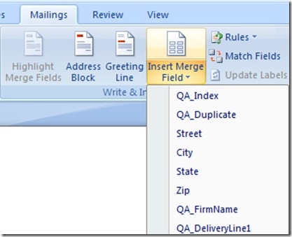 insert merge fields