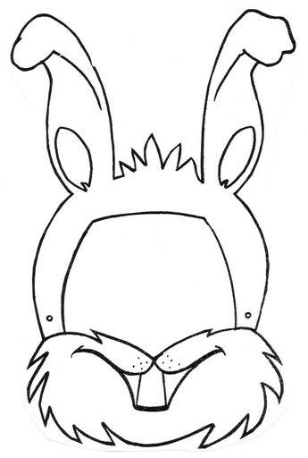 Dibujo recortable Máscara de conejo riente ,colorear y recortar