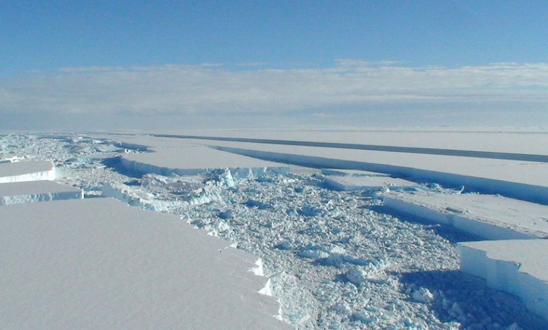 Parts of the Wilkins Ice Shelf now look like shattered panes of glass. British Antarctic Survey