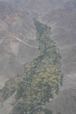 Himalayan desert: The high-altitude desert of Leh in northern India falls in the rain shadow of the Himalayas, receiving as little precipitation as the Sahara. Farming is possible only in valleys fed by glacial runoff, and these are becoming scarcer as glaciers disappear due to warming. &copy; Nick Pattinson