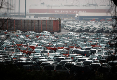 Unsold Suzuki automobiles sit parked in the Dundalk Marine Terminal at the port of Baltimore February 18, 2009 in Baltimore, Maryland. As the worldwide economic downturn persists and automobile sales continue to slow, more than 57,000 new automobiles sit idle in the port of Maryland. The state of Maryland recently paid $5.26 million for almost 15 acres of additional car storage space near the port, freeing space for more cargo. (Photo by Chip Somodevilla/Getty Images North America)