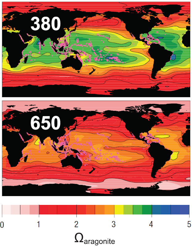 Aragonite Saturation and Ocean pH Change. Cao and Caldeira 2008