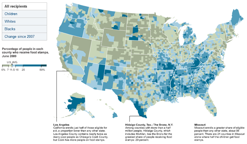 Food Stamp Usage Across the U.S., Nov 2009. The New York Times 