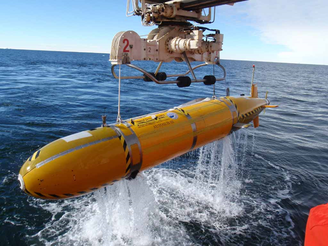 Autosub, the autonomous underwater vehicle used by the British Antarctic Survey to inspect the base of the Pine Island Glacier. antarctica.ac.uk