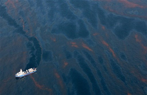 An aerial view of the Gulf of Mexico south of Louisiana shows oil that has spewed from the Deepwater Horizon wellhead. AP Photo / Greenpeace