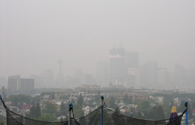 Forest fire smoke over Calgary, taken on Aug. 20, 2010. Jim Hainstock
