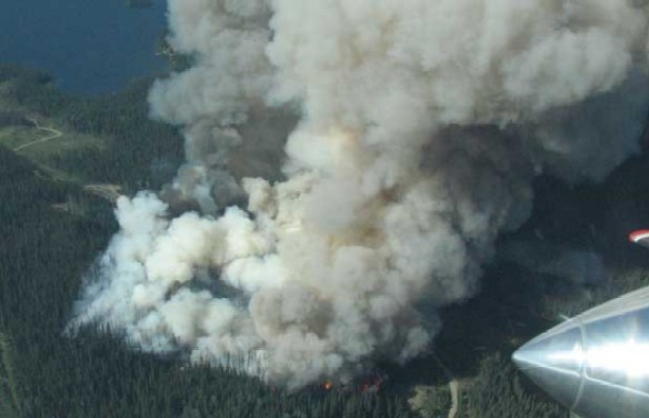 Forest fire at Bonaparte Lake, British Columbia, 31 July 2010. B.C. Forest Service via www.cbc.ca