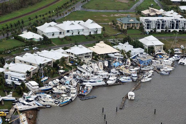 Boats in Port Hinchinbrook Marina were thrown around like toys by Cyclone Yasi. 3news.co.nz
