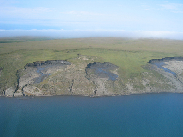 The thawing of the ice-rich permafrost causes erosion that delivers large quantities of sediment to the coast. Hugues Lantuit, Alfred Wegener Institute via livescience.com