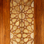 Pair of doors, ca. 1325–1330; Mamluk, Egypt (Cairo): The furnishings of Cairo's mosques, especially during the Mamluk period, were decorated with intricately constructed polygons and strapwork. Most often, the polygons were of wood, either carved or inlaid with ivory or colored woods. These doors exhibit a great variety of patterns, most of which are also found in other media, such as stone carvings, marble mosaics, and stucco window grilles. The accurate cutting required to make such patterned objects is remarkable, since every piece affects the whole. Comparative material in the Museum of Islamic Art, Cairo, suggests that these doors come from the minbar (pulpit) of the mosque of the emir Sayf al-Din Qawsun (d. 1342), the powerful Cupbearer of Sultan al-Nasir ibn Qala’un.