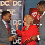 Kwame swears in Dr. Ruth as Honorary Secretary of Love and Relationships with Destination DC President and CEO Elliot Ferguson