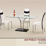 stół Pablo<br />wymiary 140/80/73 <br />szklo/stal chromowa/,podstawa marmur