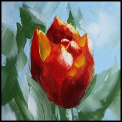 Single Tulip, open acrylic on Gessobord