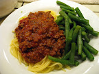 One of favorites (and oh-so-easy): gf spaghetti with meat sauce, boiled green beans with salt (actually really good)