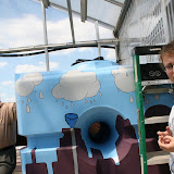 Rain water is stored in these tanks to be used in the greenhouse.