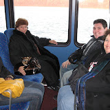 Sobeida Cruz, Marleen Leventhal, and Riverside High School students on the Water Taxi.