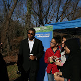 Saunders High School students explain the extensive Saw Mill River Fish Study that they have been involved with to congresswoman Nita Lowey.