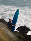 No leesh, soft top board and one small crappy fin in overhead surf!
