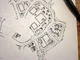 The hand-drawn map still in progress.