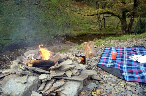 Fireplace outside yurt